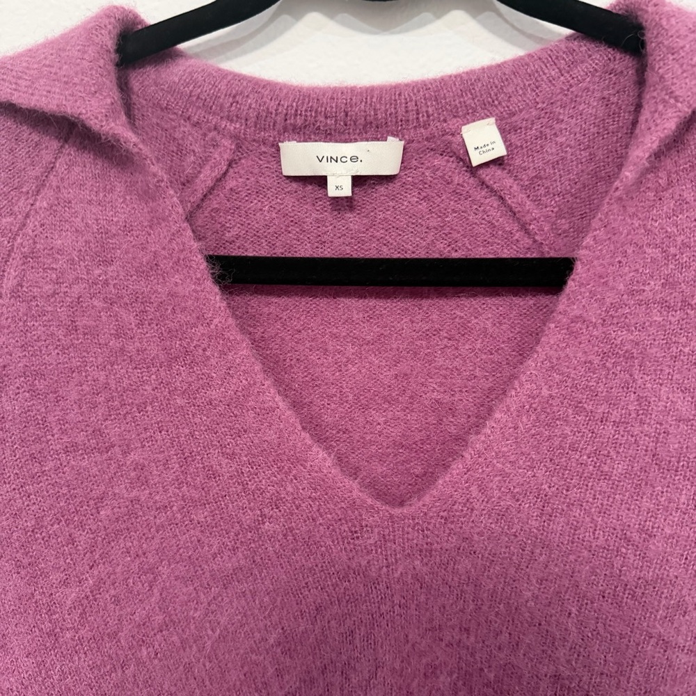Vince Brushed Cashmere Blend Sweater Soft Purple Minimalist Luxury Knit Size XS - Picture 6 of 6